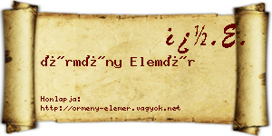 Örmény Elemér névjegykártya